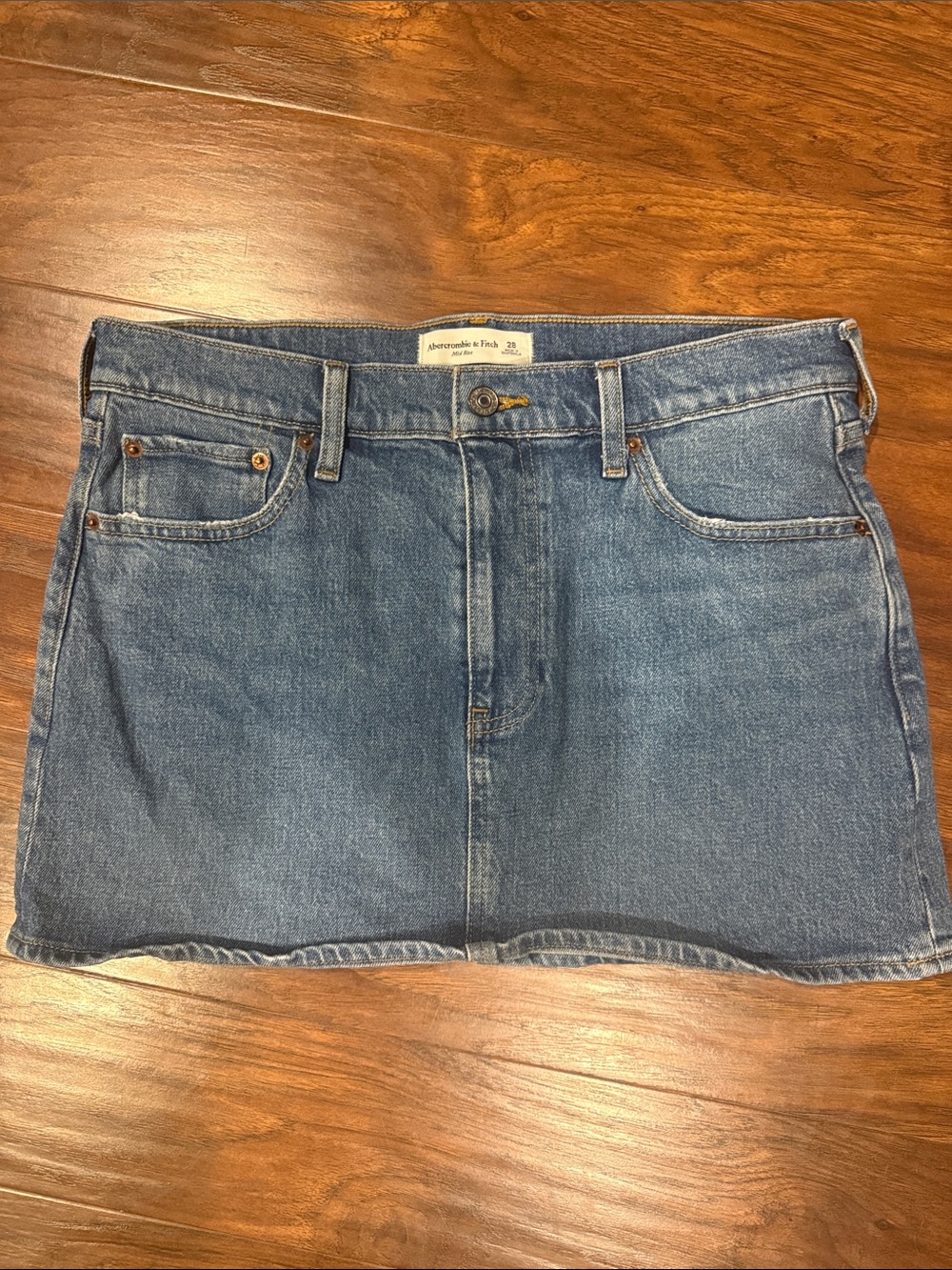 Abercrombie & Fitch Blue Denim Midi Skirt